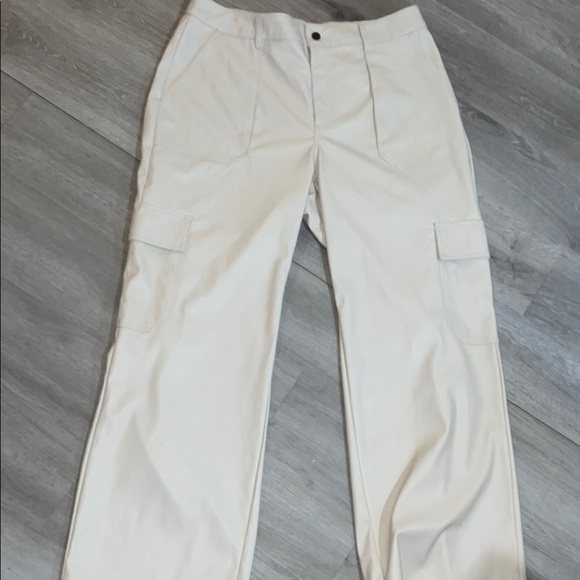 Wild Fable Cream Faux Leather Wide Leg Cargo Pants #A071 - Picture 1 of 7